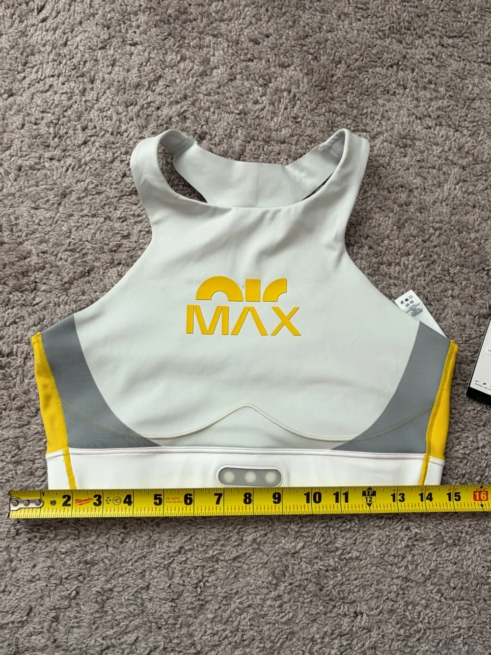 Nike AirMax Grey and Yellow Sports Bra - Picture 2 of 6